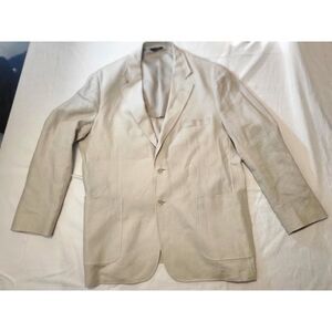 Alan Flusser Blazer Men Sz XL Linen 2 Button‎ Long Sleeve Cream